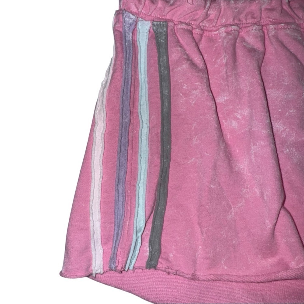 NWT BLOOM + POP Pink Stripe Acid Wash Raw Edge Juniors Short Shorts Barbiecore S - Picture 8 of 14